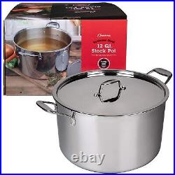 Stock Pot Tri-ply 18/10 Professional Grade Induction Ready with Stainless S