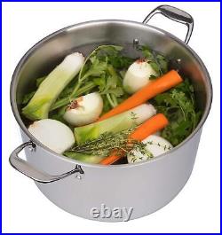 Stock Pot Tri-ply 18/10 Professional Grade Induction Ready with Stainless S