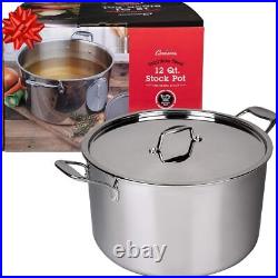 Stock Pot Tri-ply 18/10 Professional Grade Induction Ready with Stainless S