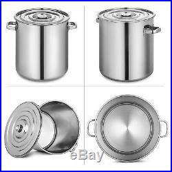 Stock Pot With 180Qt Stainless Steel Seafood Crab Stockpot Steam Boil + Cover