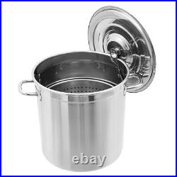 Stock-Pot with Draining Bucket+Lid Stainless Steel Soup Cooking Steaming Fryer Stock-Pot with Draining Bucket+Lid Stainless Steel Soup Cooking Steaming Fryer
