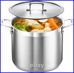 Stockpot 12 Quart Brushed Stainless Steel Heavy Duty Induction Pot with Li