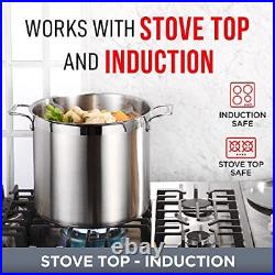 Stockpot 24 Quart Brushed Stainless Steel Heavy Duty Induction Pot with