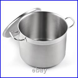 Stockpot 24 Quart Stainless Steel Professional Grade with Lid Silver Cooks
