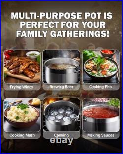 Stockpot 24 Quart Stainless Steel Professional Grade with Lid Silver Cooks