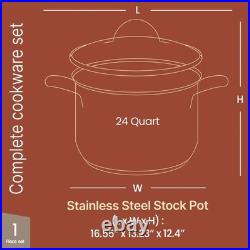 Stockpot 24 Quart Stainless Steel Tempered Glass Lid 500 F BKSSQ24 Durable Base