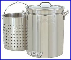 Stockpot With Strainer 44qt Stainless Steel Steam Boil Pot Fryer Lobster Crab