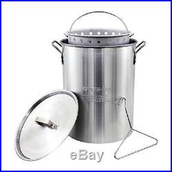 Stockpot With Strainer Stainless Steel Steam Boil Pot Fryer Lobster Crab 30 Qt