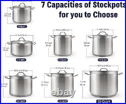 Stockpot with Lid, Professional Grade 30 Qt. Stainless Steel