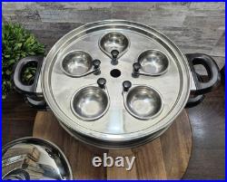 T304 Surgical Stainless-Steel 4-Square Pot, Steam Control Lid & Poaching Inserts