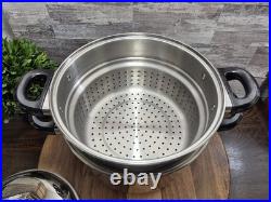 T304 Surgical Stainless-Steel 4-Square Pot, Steam Control Lid & Poaching Inserts
