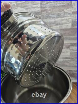 T304 Surgical Stainless-Steel 4-Square Pot, Steam Control Lid & Poaching Inserts