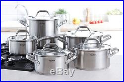 Tefal Cookware Set Hero 10 Pcs Saucepan Stewpots Stockpot + Glass Lids Pots New