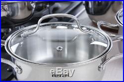 Tefal Cookware Set Uno 10 Pcs Saucepan Stewpots Stockpot + Glass Lids Pots New