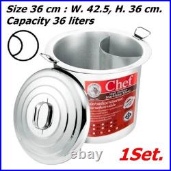 Thai Noodle Soup Stockpot Pot Stainless Steel Zebra Chef 2 Channels+Lid 36 cm
