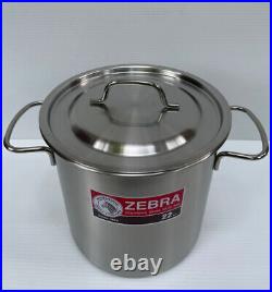 Thai Traditional Zebra Brand Stainless Steel Stockpot Stew Pot Size 22 24 cm