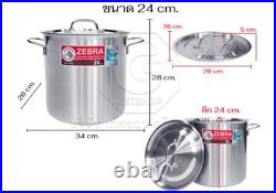 Thai Zebra Brand Friendly Infinity Stainless Steel Stew Stockpot Size 22 24 cm
