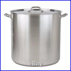 Tiger Chef 100 Quart Heavy-Duty Stainless Steel Stock Pot with Cover 3-Ply Clad