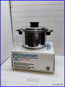 Townecraft Chef's Ware 4 Qt Stockpot T-304 Surgical Stainless Dutch Oven Pan Lid