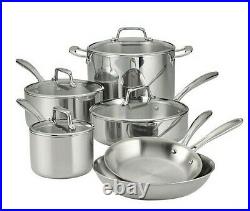 Tramontina 10-Piece Tri-Ply Clad Stainless Steel Cookware Set, with Glass Lids