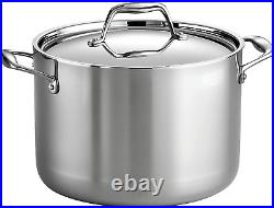 Tramontina Covered Stock Pot Stainless Steel Induction-Ready Tri-Ply Clad 8 Quar