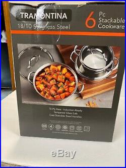 Tramontina Gourmet Tri-Ply Clad Stainless Steel 6 Pc Cookware 6qt 3qt 1.5qt (a)