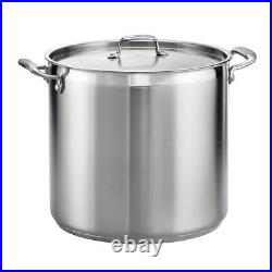 Tramontina Stock Pot 24qt Stainless Steel Tri-Ply Impact-Bonded Base with Lid