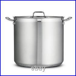 Tramontina Stock Pot 24qt Stainless Steel Tri-Ply Impact-Bonded Base with Lid