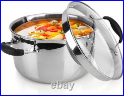 Tri-Ply Stainless Steel 6QT Stockpot with Glass Lid & Side Spouts