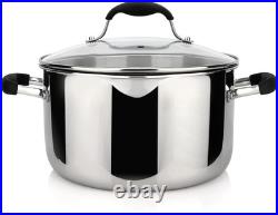Tri-Ply Stainless Steel 6QT Stockpot with Glass Lid & Side Spouts