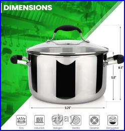 Tri-Ply Stainless Steel 6QT Stockpot with Glass Lid & Side Spouts