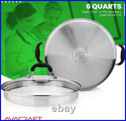 Tri-Ply Stainless Steel 6QT Stockpot with Glass Lid & Side Spouts