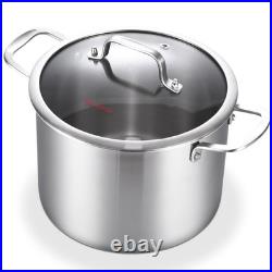 Tri-Ply Stainless Steel 8 Quart Stock Pot, Heavy-Duty, All Stove Compatible