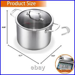Tri-Ply Stainless Steel 8 Quart Stock Pot, Heavy-Duty, All Stove Compatible