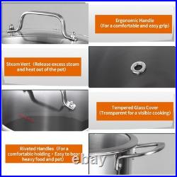Tri-Ply Stainless Steel 8 Quart Stock Pot, Heavy-Duty, All Stove Compatible