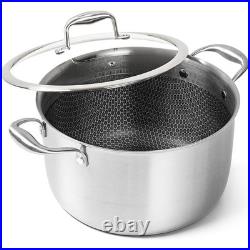 Tri-Ply Stainless Steel 8 Quart Stockpot Honeycomb Interior Glass Lid Oven Safe