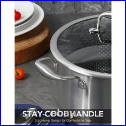 Tri-Ply Stainless Steel 8 Quart Stockpot Honeycomb Interior Glass Lid Oven Safe