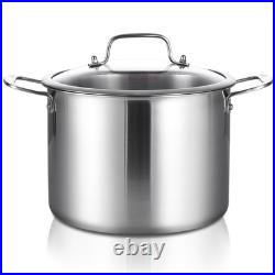 Tri-Ply Stainless Steel Soup Pot 12QT, Tri-ply Big Pots for Cooking, 18/10 wh