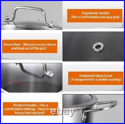 Tri-Ply Stainless Steel Soup Pot 12QT, Tri-ply Big Pots for Cooking, 18/10 wh