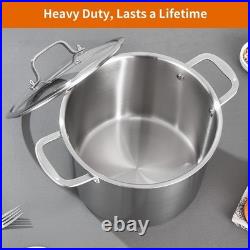 Tri-Ply Stainless Steel Soup Pot 12QT, Tri-ply Big Pots for Cooking, 18/10 wh