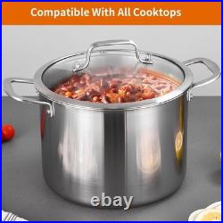 Tri-Ply Stainless Steel Soup Pot 12QT, Tri-ply Big Pots for Cooking, 18/10 wh