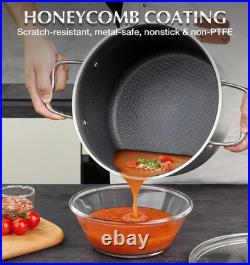 Tri-Ply Stainless Steel Stock Pot, 8-Quart Nonstick Hybird 18/10 Stainless Steel