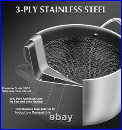 Tri-Ply Stainless Steel Stock Pot, 8-Quart Nonstick Hybird 18/10 Stainless Steel