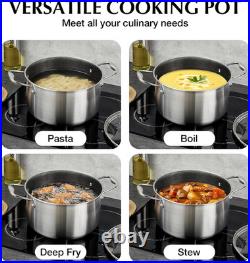 Tri-Ply Stainless Steel Stock Pot, 8-Quart Nonstick Hybird 18/10 Stainless Steel