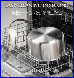 Tri-Ply Stainless Steel Stock Pot, 8-Quart Nonstick Hybird 18/10 Stainless Steel