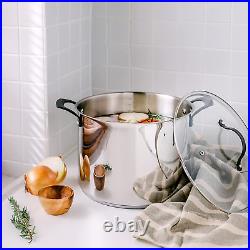 Tri-Ply Stainless Steel Stock Pot Induction Cookware 12 QT Capsule Bottom Stai