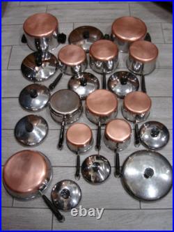 USA MADE REVERE WARE Copper Bottom 21 Pc. Cookware Set Pot & Pans GORGEOUS