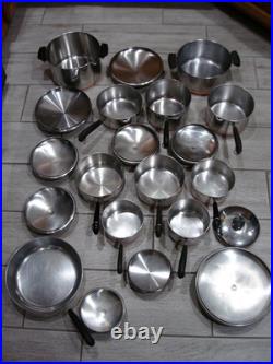 USA MADE REVERE WARE Copper Bottom 21 Pc. Cookware Set Pot & Pans GORGEOUS