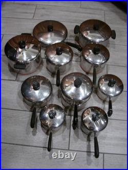 USA MADE REVERE WARE Copper Bottom 21 Pc. Cookware Set Pot & Pans GORGEOUS