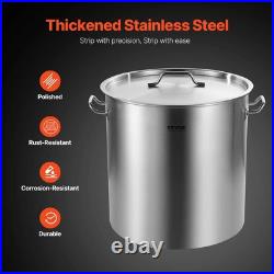 VEVOR Commercial Stockpot 84 Qt. Stainless Steel Silver Heavy Duty Lid Basket